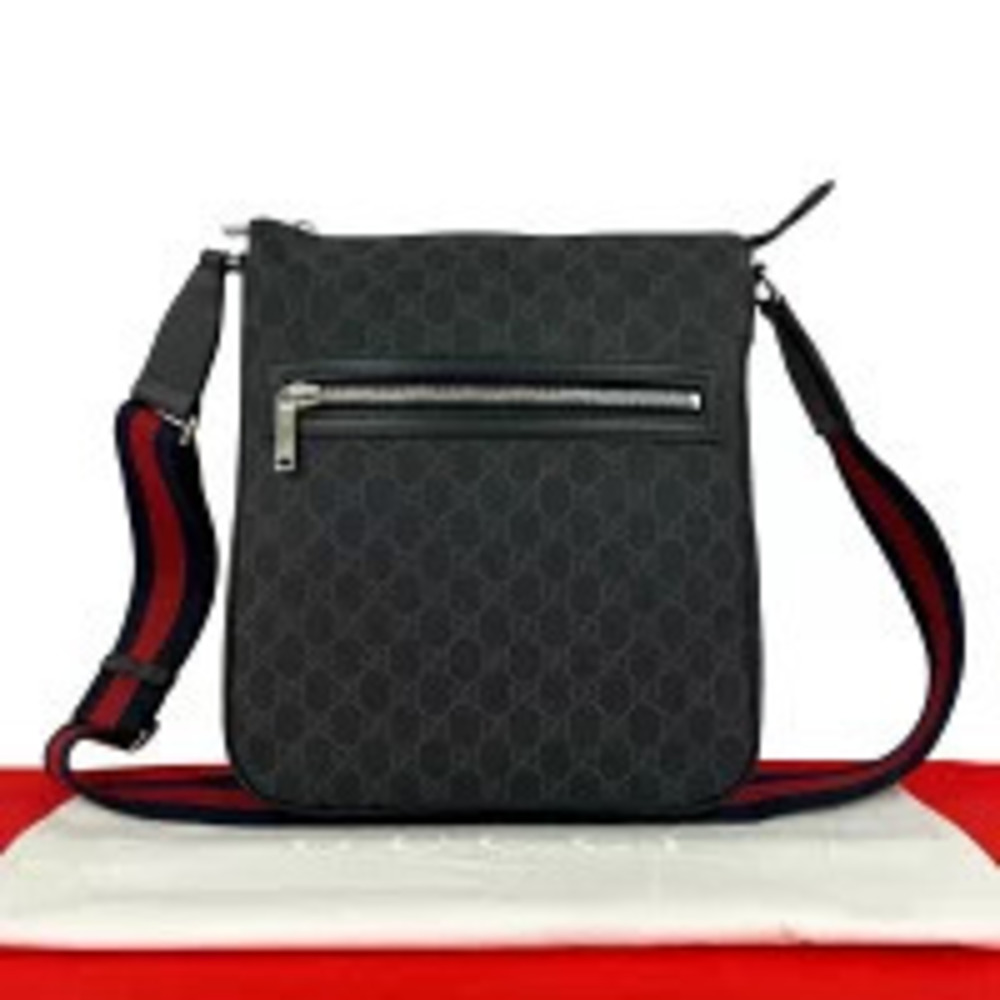 Gucci Sherry GG Supreme Leather Shoulder Bag Tote Black Navy Blue Red